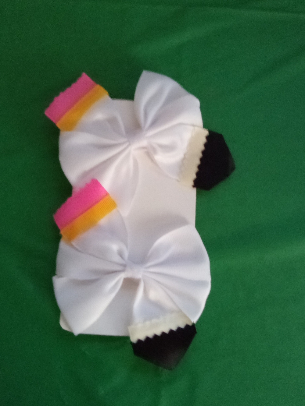 White Double Bow Kids Hair Clip Set ( Home )